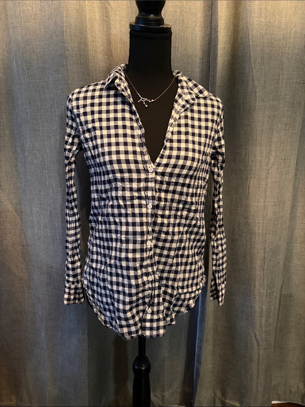 J. Crew Black & White Gingham Button-Down Shirt